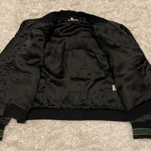 Elan Black Quilted Green & Gold Trimmed Bomber Jacket (BNWT) - Picture 5 of 9